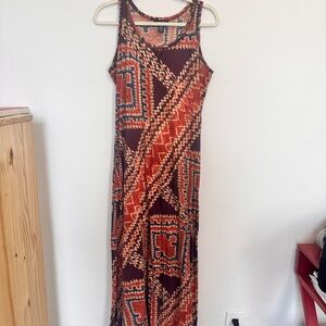 Chaps Orange Black Halter Maxi Sundress